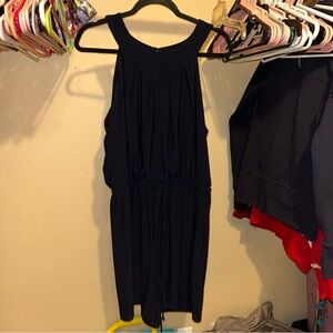 Emma & Michele Romper Jumper Shorts Women's L Stretch Retro Black Cutout Back